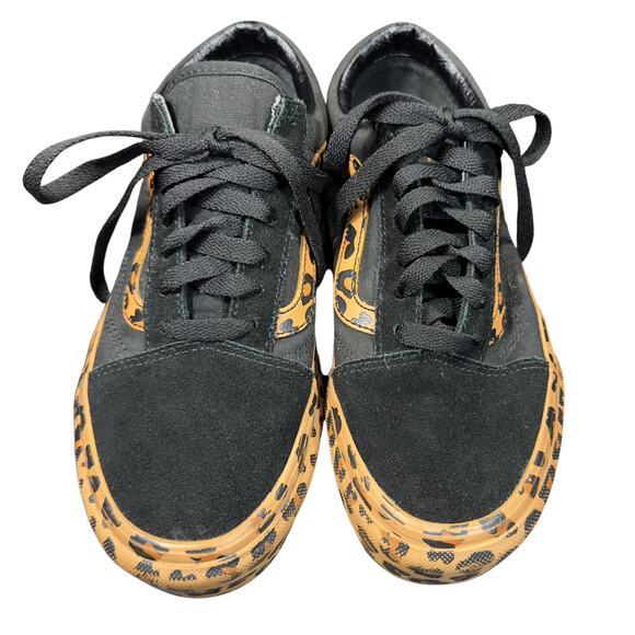Women’s Vans Size 6.5 Leopard Print Black Platform Old Skool Style Skate Shoes - Picture 10 of 16